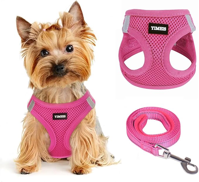 Dog Harness for Small Dogs, Small Dog Harness and Leash Set, Honeycomb Grid, Reflective Lightweight Harness & Anti-Twist Pet Lead,Dog Harness(Multi Color, Size: XS-S-M) (S, Rose red)