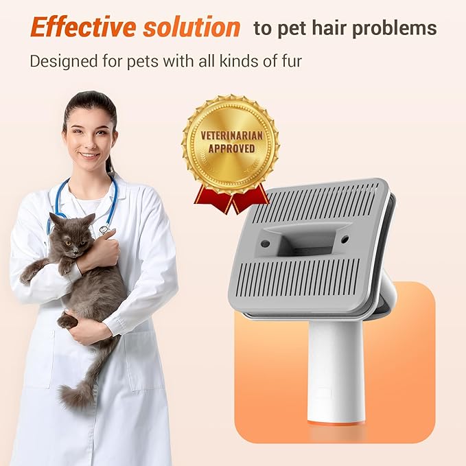 Afloia Dog Brush Vacuum Attachment, Cat Brush, Pet Brush 2 in 1 Innovative Pet Grooming kit 1-1.5'' Hoses Diameter Universal Adapter Compatible with Most Round Vacuum Cleaners like Bissell, Eureka etc