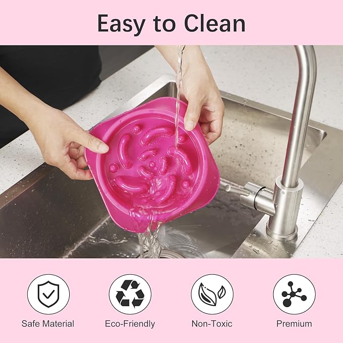 MateeyLife Slow Feeder Dog Bowls, Anti-Choking Puzzle Dog Food Bowls, Anti-Slip Interactive Feeding Slow Down Eating, Bloat Stop Maze Dishes for Medium Large Breeds Purple