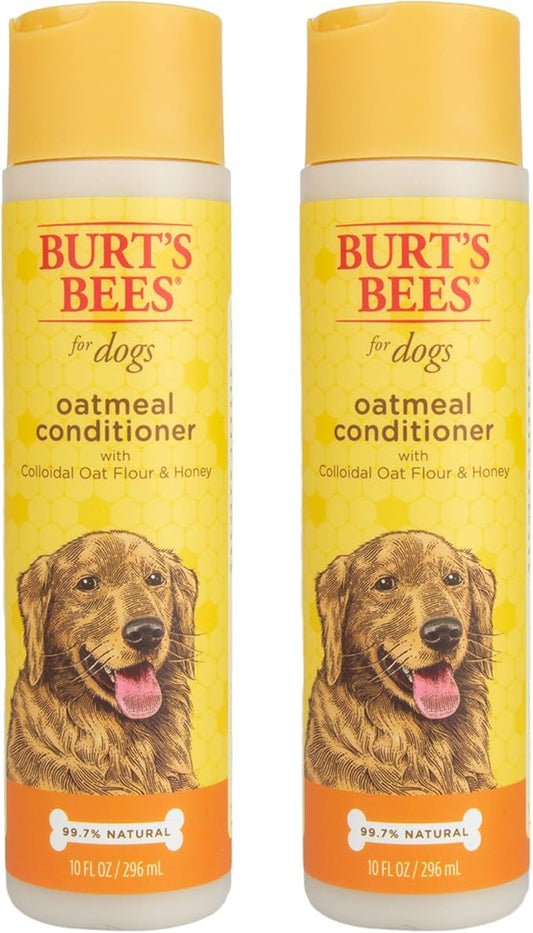 Burt's Bees for Pets Oatmeal Dog Conditioner with Colloidal Oat Flour and Honey, 95% Natural Origin Formulas, Gentle Canine Conditioning Formula for Itchy Dogs, 2pk, 10 oz