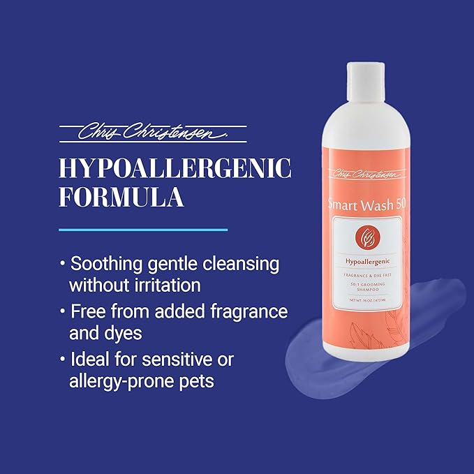 Chris Christensen SmartWash50 Hypo-Allergenic Ultra Concentrated Dog Shampoo, Makes up to 50 Bottles, Groom Like a Professional, Delightfully Fragranced, Suitable for All Coats, Made in The USA, 1gal