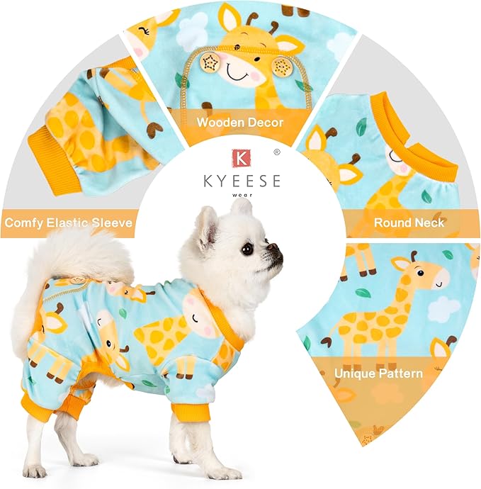 KYEESE Dog Pajamas Soft Dog Clothes Giraffe Dog Pjs Dog Onesie Small Dog Pajamas Comfy Dog Costume Dog Coat Stretchy Dog Pajamas for Small Dogs, X-Large