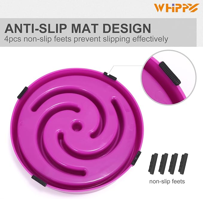 WHIPPY Slow Feeder Bowl for Small Medium Dog Fun Maze Feeder Dog Food Water Bowl Anti-Slip Puzzle Bowl No Chocking Healthy Interactive Bloat Stop Dog Bowl Dish,Medium,Purple
