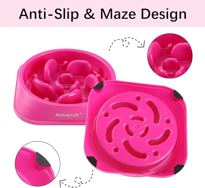 MateeyLife Slow Feeder Dog Bowls, Anti-Choking Puzzle Dog Food Bowls, Anti-Slip Interactive Feeding Slow Down Eating, Bloat Stop Maze Dishes for Medium Large Breeds Purple