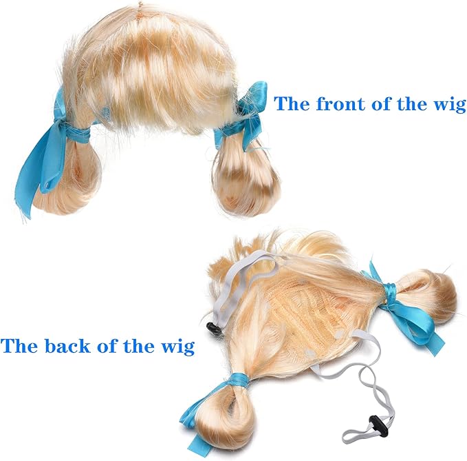 Funny Dog Cat Cosplay Wig, Pet Wigs for Halloween, Christmas, Parties, Festivals, Dog Wigs for Small Medium and Large Dogs(Golden Braid)