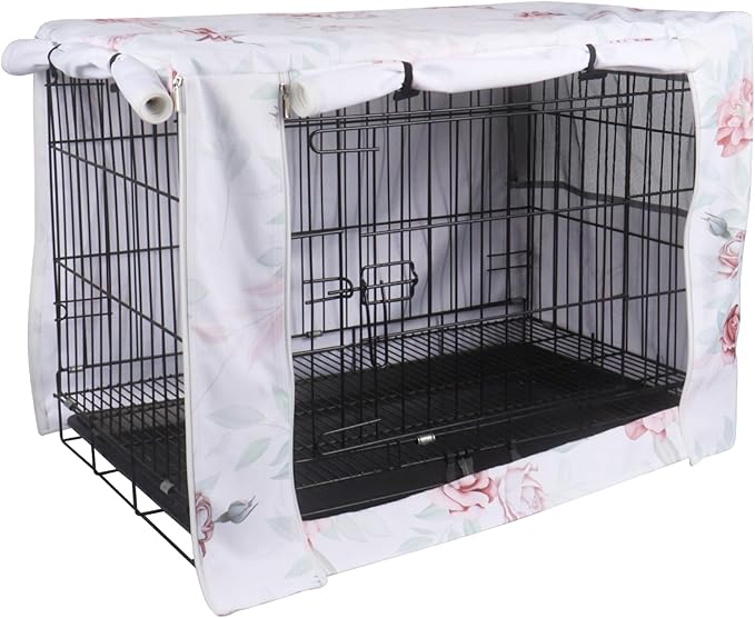 Pethiy Dog Crate Cover Durable Polyester Pet Kennel Cover Universal Fit for Wire Dog Crate - Fits Most 36 inch Dog Crates - Cover only -Flower-36
