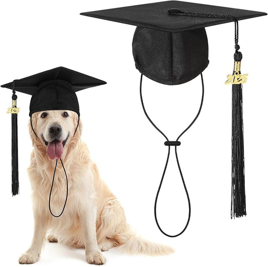 Pet Graduation Cap Small Dog Graduation Hats with 2025 Tassel Pet Graduation Costume for Dogs Cats Photo Prop Holiday Costume Accessory(Black)