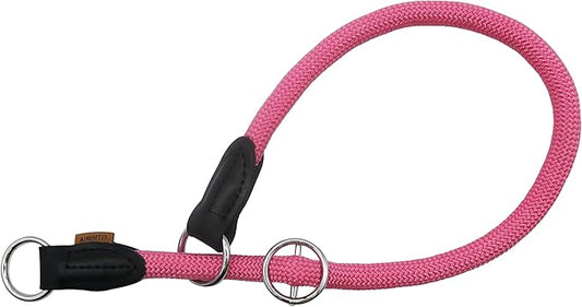 Braided Collar, Pro Training Dog Collar, No Pull Round Collar, Slip Collar with Slidable Stop Ring - Ideal for Medium/Large Dogs (M+(1/2") - 18" Long, Pink)
