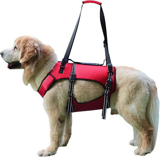 Dog Lift Harness, Full Body Support & Recovery Sling, Pet Rehabilitation Lifts Vest Adjustable Breathable Straps for Old, Disabled, Joint Injuries, Arthritis, Paralysis Dogs Walk (Red, XL)