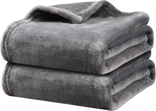 Onarway Dog Blanket Washable for Bed: 2 Packs Dog Blankets 59”x47” - Fluffy Soft Large Throw for Cat Puppy Kitten Dogs - Fleece Pet Blankets for Crate Couch Car and Indoor - Grey