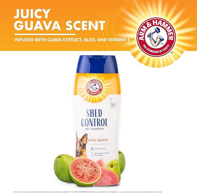 Arm & Hammer for Pets Shed Control Shampoo, 20oz Juicy Guava Scent | Professional Quality Dog Shed-Less Shampoo, De-Shedding Dog Shampoo, Free of Sodium Lauryl Sulfate & Parabens
