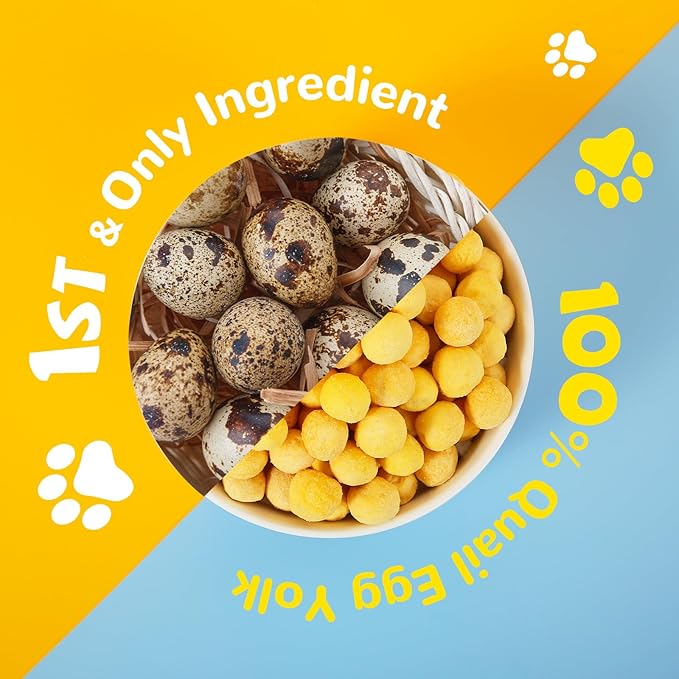 Freeze Dried Quail Egg Yolk Pet Treats, Freeze-Dried Pet Food for Dogs, Cats, Pure Fresh Ingredient, 9.2 oz, Rawhide Free, Gluten&Grain Free