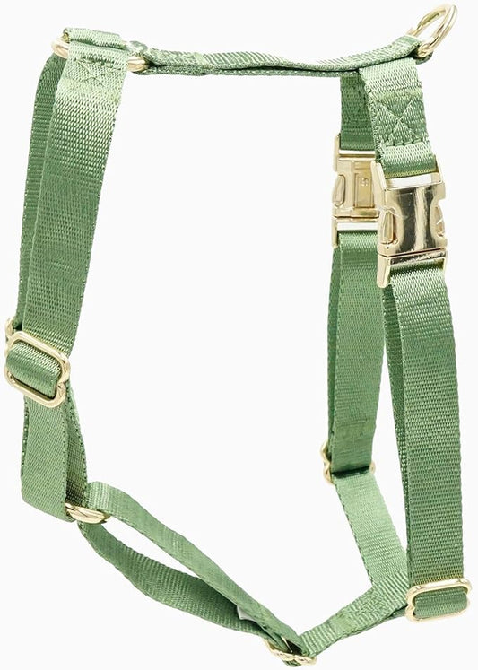 Nylon No Pull Dog Harness with Gold Metal Buckles,Easy Walking and Training Dog Harness (Sage Green, XS)