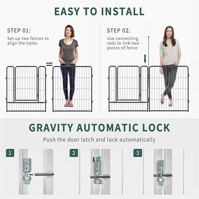 Musen Dog Playpen Indoor Outdoor, 16 Panels Dog Pen 32" Height Dog Fence Exercise with Doors for Large/Medium/Small Dogs, Portable Pet Playpen for Yard RV Camping, Hammer Paint Finish (Patent Pending)