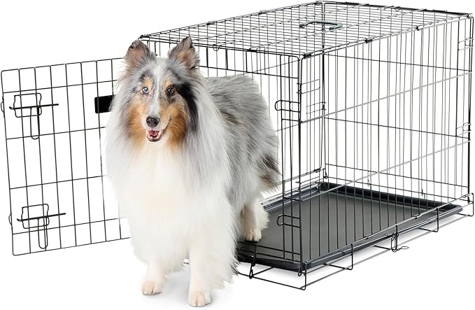 Carlson Pet Products Secure and Foldable Single Door Metal Dog Crate, Medium,Black