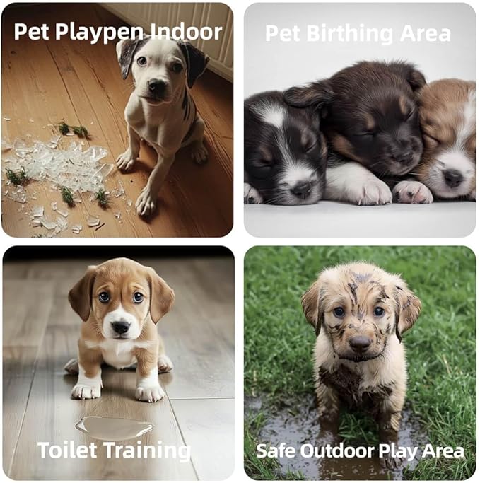 Dog Playpen, Puppy Playpen for Small Dogs, Indoor Dog Play Pen with Door & Lockable Gate, Foldable Portable Pet Fence, 61" x 61" x 24", Easy to Assemble