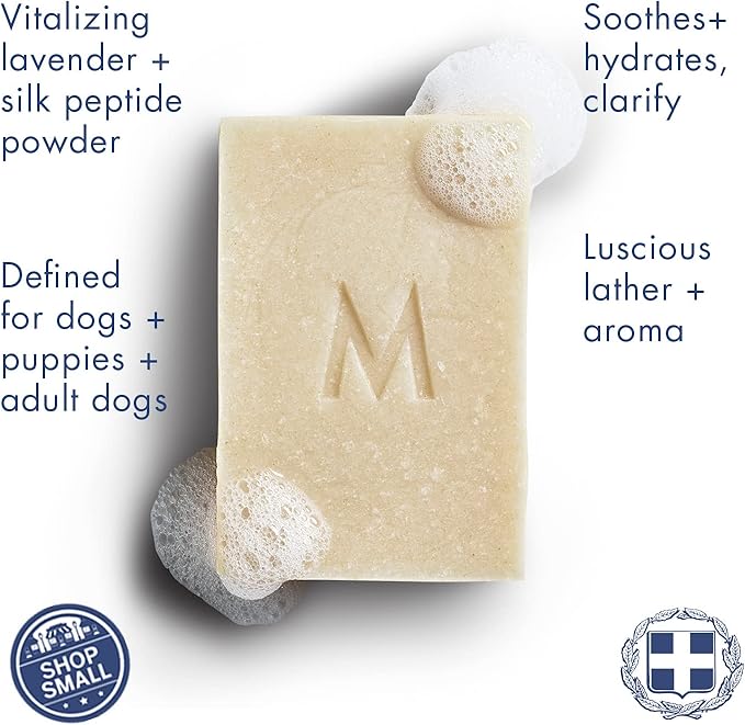 Lavender Pet Shampoo Bar for Dogs – Adult, Dog, Puppies Shampoo for Allergies, Itching Sensitive Coats – Plant-Based, Essential Oils, Shea Butter, Coconut Oil by Manos Soap Co. – 4.5 oz Bar