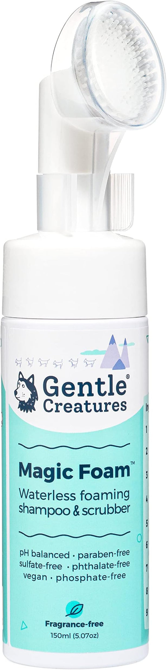 GENTLE CREATURES Magic Foam - Scrubber - Sulfate-Free, Waterless Shampoo Paw Cleaner for Dogs, Cats, Pets - Dry Shampoo, Foot Cleaner Brush - with Orange, Odor Control Wash - Good for Puppy