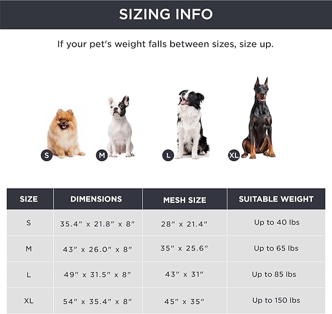 Bedsure Large Elevated/Raised Pet Cots Bed with Skid-Resistant Feet for Large Dogs, Hammock, Indoor & Outdoor, Portable, Frame with Breathable Mesh