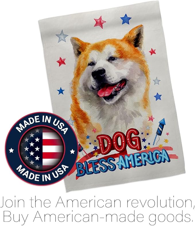 Breeze Decor Patriotic Akita Garden House Flag Kit Dog Puppy Spoiled Paw Canine Fur Pet Nature Farm Animal Creature Decoration Banner Small Yard Gift Double-Sided, Made in USA