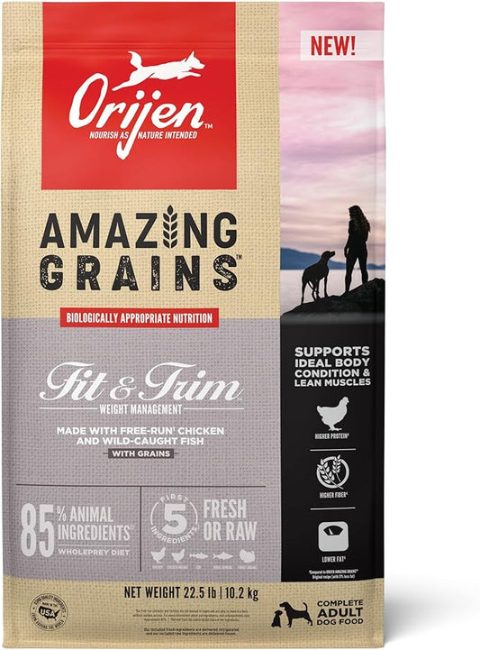 ORIJEN Amazing Grains™ Fit & Trim Dry Dog Food Recipe, 22.5lb