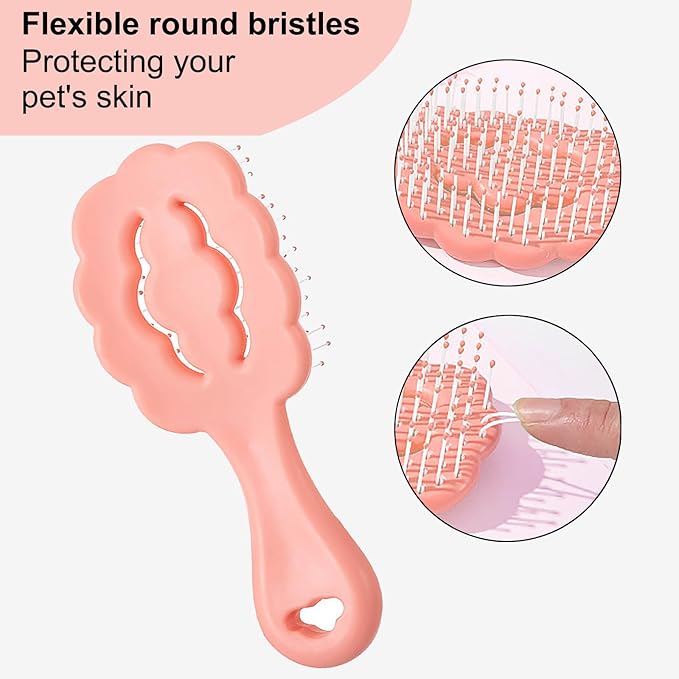 Cloud Shape Small Dog Grooming Brush - Soft Pin Brush for Gentle Detangling & Massage Puppy Hair Comb for Maltese, Shih Tzus, Yorkies, and Puppies, Pink