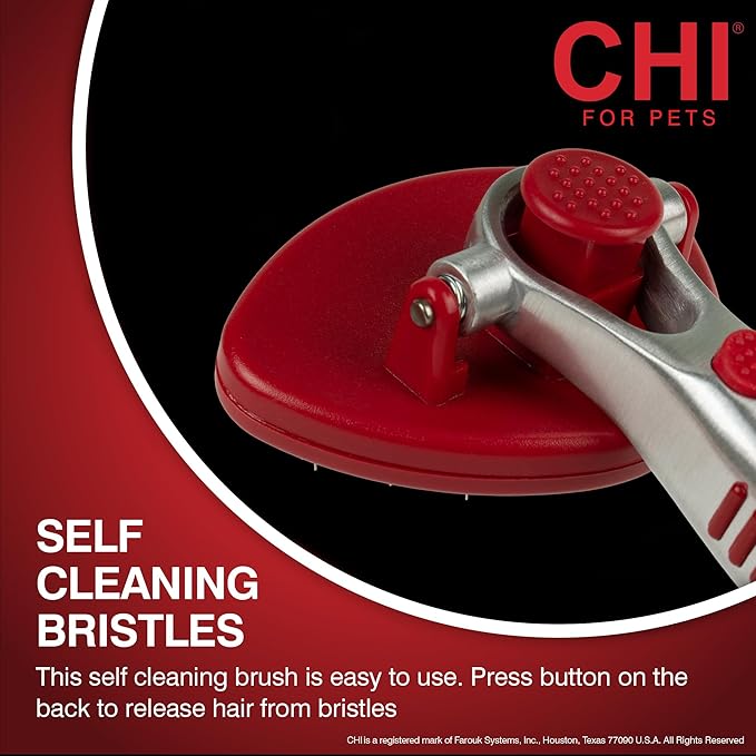 CHI for Cats High-End Self-Cleaning Slicker Brush, Perfect for Indoor Long-Haired Pets, Effective Shedding and Grooming Tool