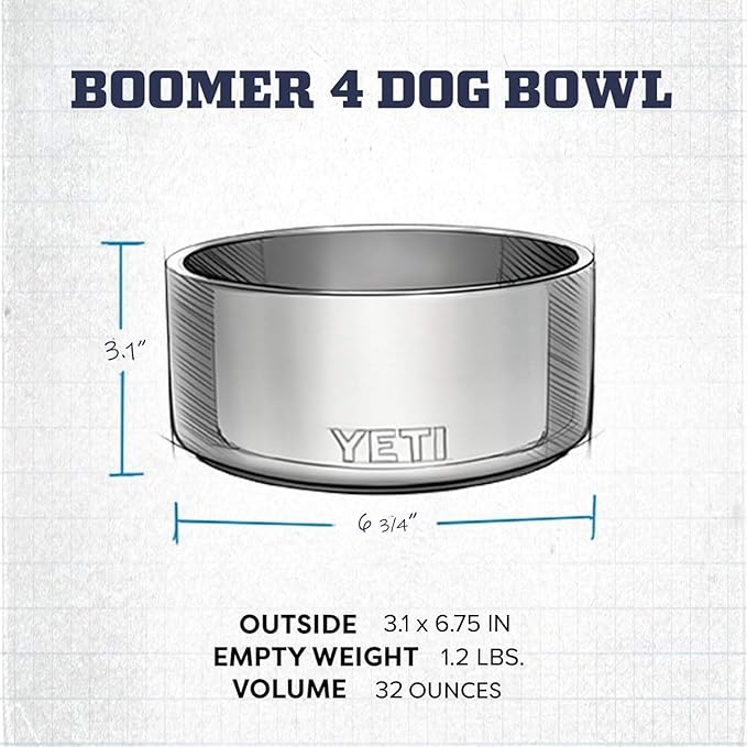YETI Boomer 4, Stainless Steel, Non-Slip Dog Bowl, Holds 32 Ounces