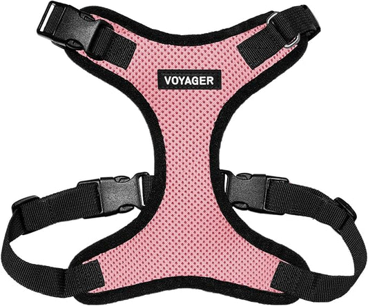 Voyager Step-in Lock Pet Harness - All Weather Mesh, Adjustable Step in Harness for Cats and Dogs by Best Pet Supplies - Pink/Black Trim, M