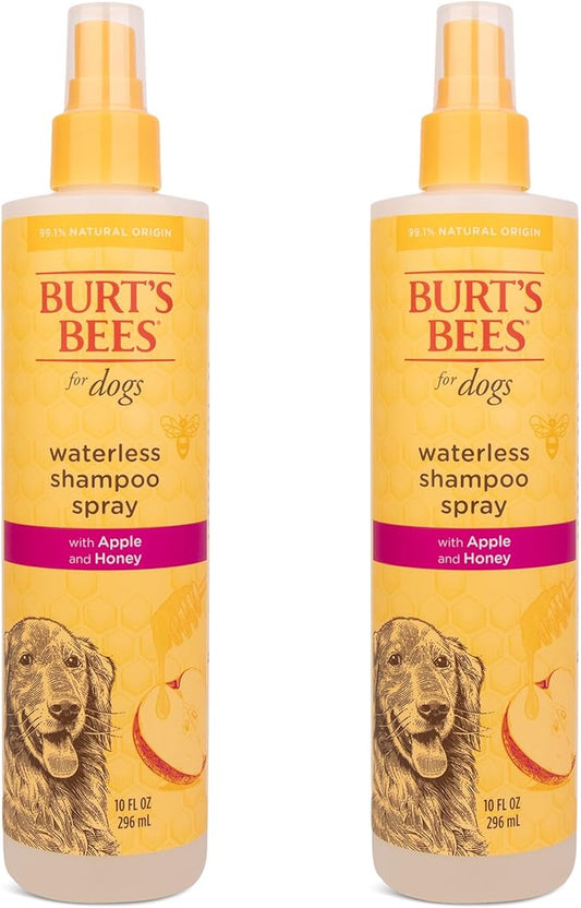 Burt's Bees for Pets Waterless Shampoo Spray for Dogs with Apple and Honey, 2pk, 99.1% Natural Origin Formulas, Waterless Dog Shampoo - Gentle Dry Shampoo for Dogs, Best Dog Shampoo, 2pk, 10 oz