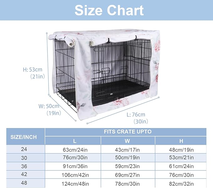 Pethiy Dog Crate Cover Durable Polyester Pet Kennel Cover Universal Fit for Wire Dog Crate - Fits Most 36 inch Dog Crates - Cover only -Flower-36