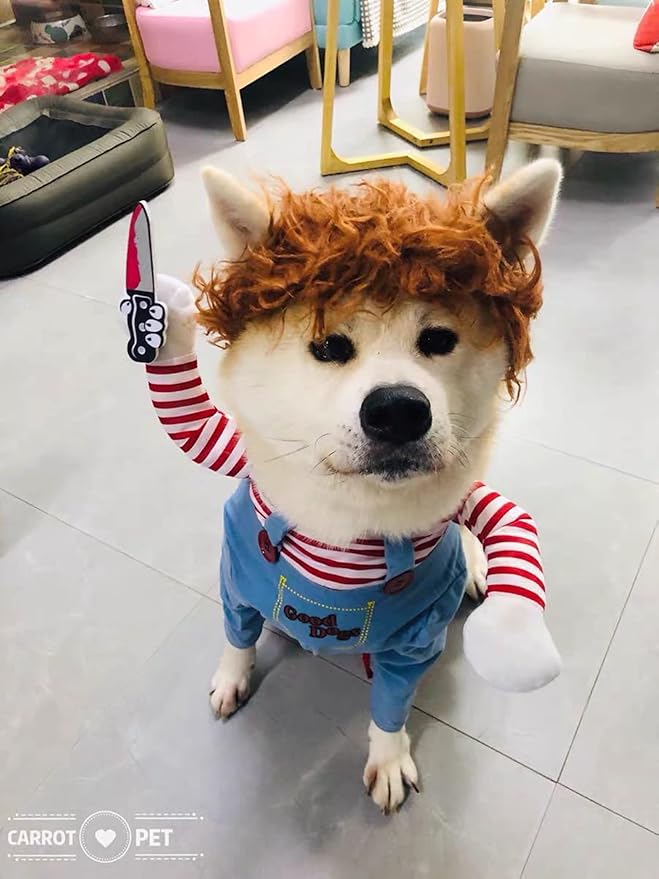 Pet Deadly Dog Cosplay Halloween Christmas Funny Costume for Small, Medium and Large Dogs (Large)