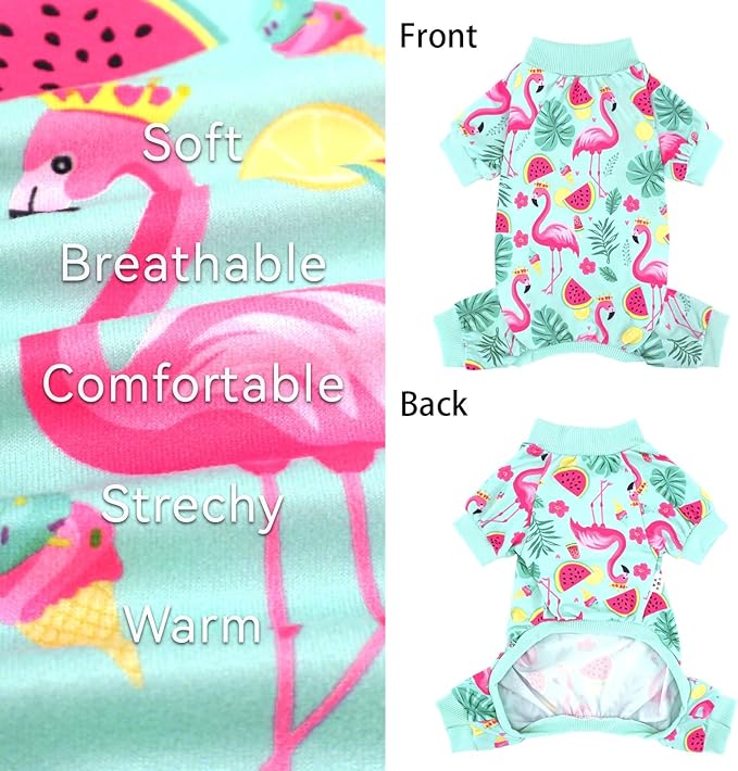 XPUDAC 4 Pieces Dog Pajamas for Small Dogs Pjs Clothes Puppy Onesies Outfits for Doggie Christmas Shirts Sleeper for Pet