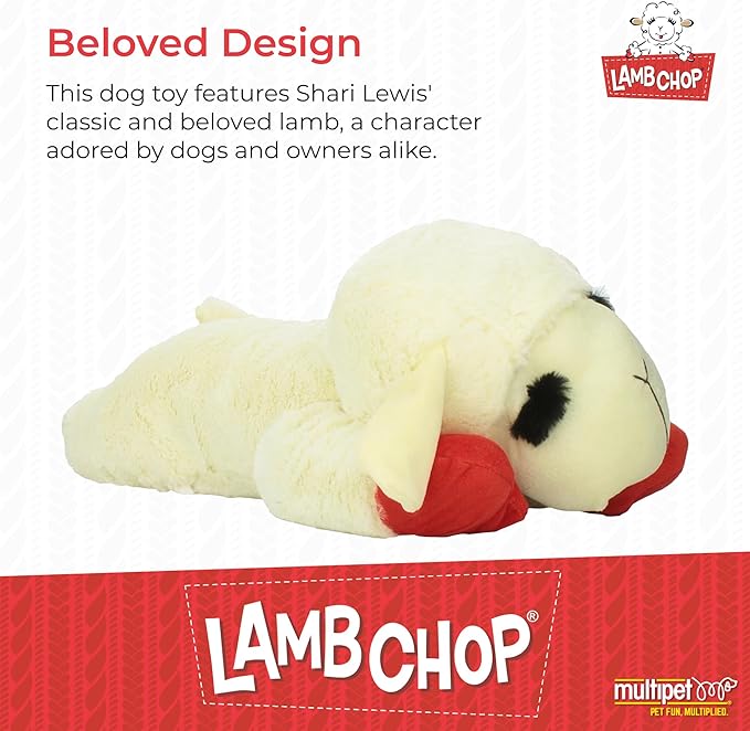 Multipet's Officially Licensed Lamb Chop Jumbo White Plush Dog Toy, 24-Inch