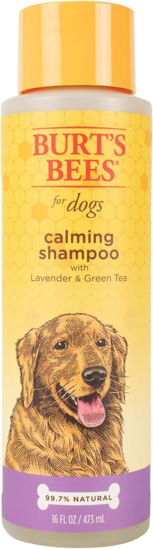 Burt's Bees for Pets Calming Dog Shampoo with Lavender and Green Tea, 95% Natural Origin Formulas, Soothing Canine Cleanser - Gentle Wash, 16 oz