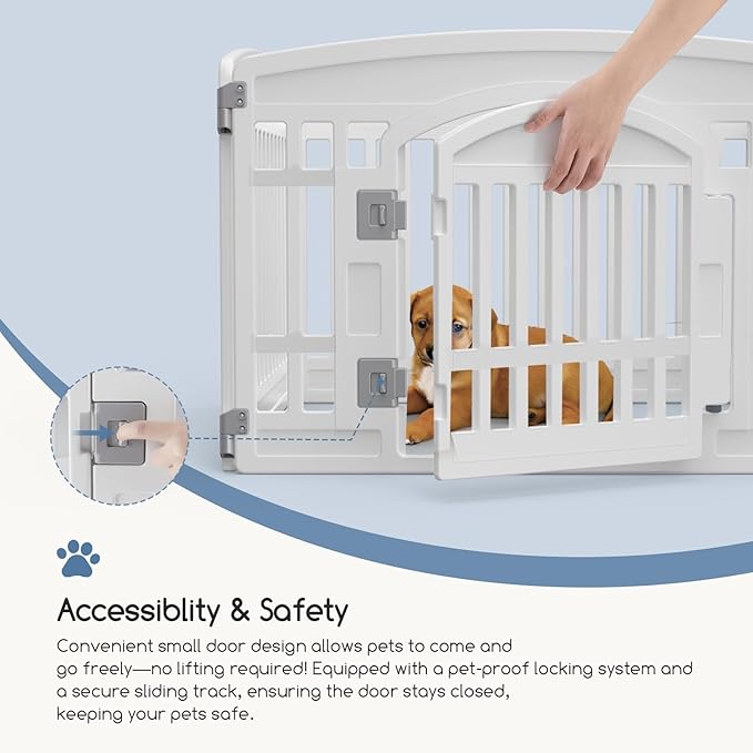 Plastic Dog Playpen | 4-Panel 24" Safe & Secure Indoor/Outdoor Pet Fence | Folding & Portable | Ideal for Small Dogs | Easy to Clean （White）