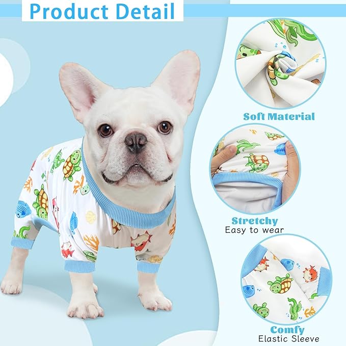 XPUDAC 4 Pack Dog Pajamas for Small Dogs, Puppy Clothes for Boy Girl Strechy Soft Pet Jumpsuit, Cat Onesie-Large