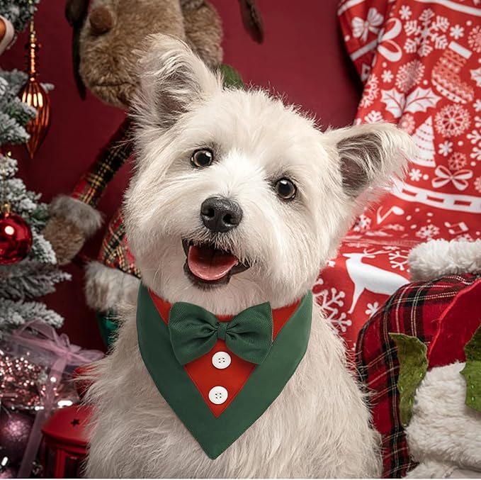 FUAMEY Dog Tuxedo Costume with Bow Tie Collar, Adjustable for Small to Large Pets, Ideal for Dog Wedding, Birthday Parties, Valentine's Day & Christmas