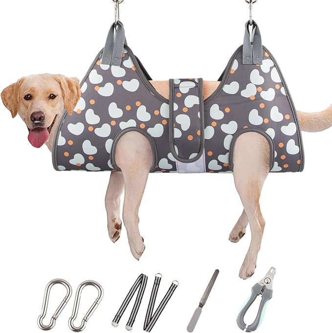 Dog Grooming Hammock for Medium/Large Dogs with Nail Clippers/Nail Trimmers, Dog Grooming Harness for Nail Trimming, Pet Grooming Sling Helper