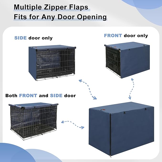 Dog Crate Cover - Kennel Covers Fit for 24 Inch Dog Crate, Double Door Polyester for Wire Puppy Crate Indoor Outdoor Protection, Blue