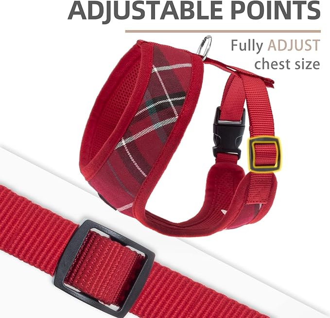 PUPTECK Soft Mesh Dog Harness and Leash Set Pet Puppy Cat Comfort Padded Vest No Pull Harnesses, Red, M