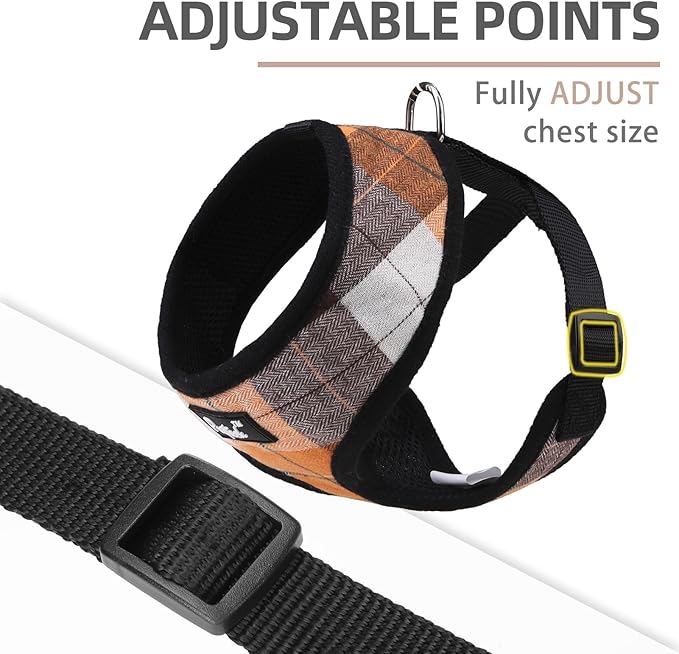 PUPTECK Soft Mesh Dog Harness and Leash Set Pet Puppy Cat Comfort Padded Vest No Pull Harnesses, Orange, M