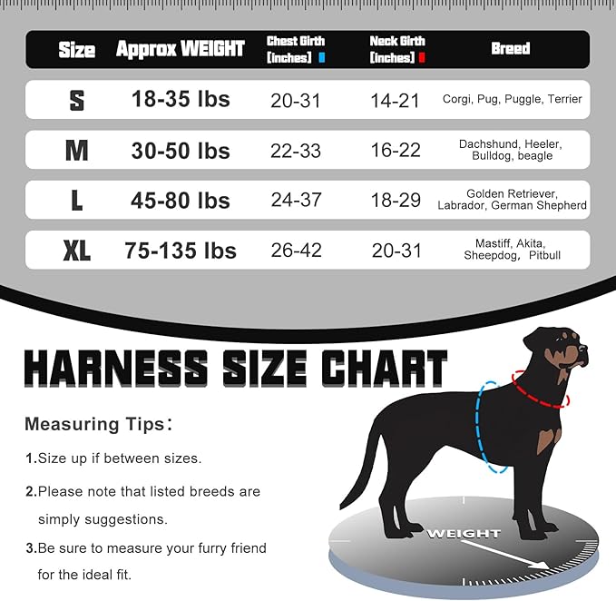 AUROTH Tactical Harness for Small Medium Dogs No Pull Adjustable Pet Harness Reflective K9 Working Training Easy Control Vest Military Service Dog Harnesses Black M