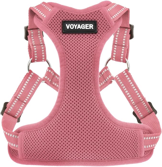 Best Pet Supplies Voyager Adjustable Dog Vest Harness Breathable No Pull Harness for Small, Medium, Large Dogs, Heavy Duty Harness for Walking, Jogging, Easy Step-in, Reflective Stripes - (Pink), XL