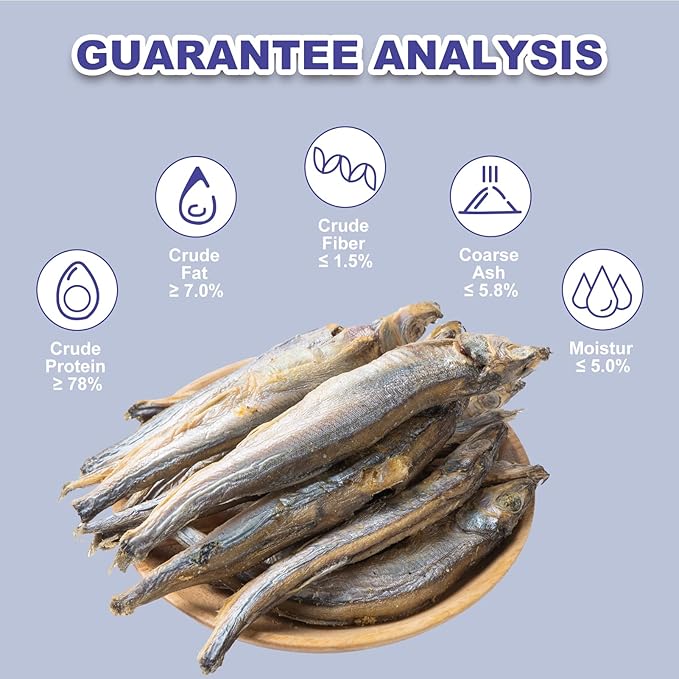 Freeze Dried Fish Dog Treats - Whole Capelin Fish Seeds Cats Treats Natural Single Ingredient Delicious Snacks Training Healthy Chews Food Pet Food No Fillers （3 Oz）