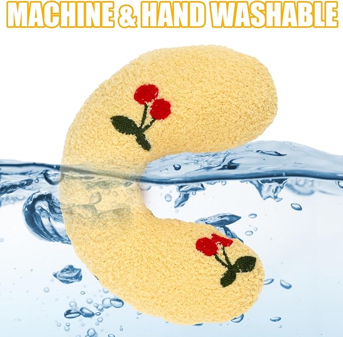 BABORUI Dog Calming Pillow for Small Dogs, U Shaped Dog Neck Pillow for Joint Relief Sleeping Improve, Machine Washable Pet Pillow for Dogs & Cats (Yellow)