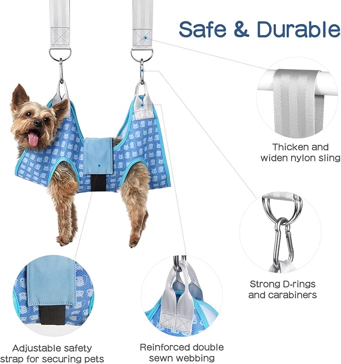 Dog Grooming Hammock Harness, Pet Grooming Hammock for Cats & Dogs, Dog Sling for Nail Clipping/Trimming