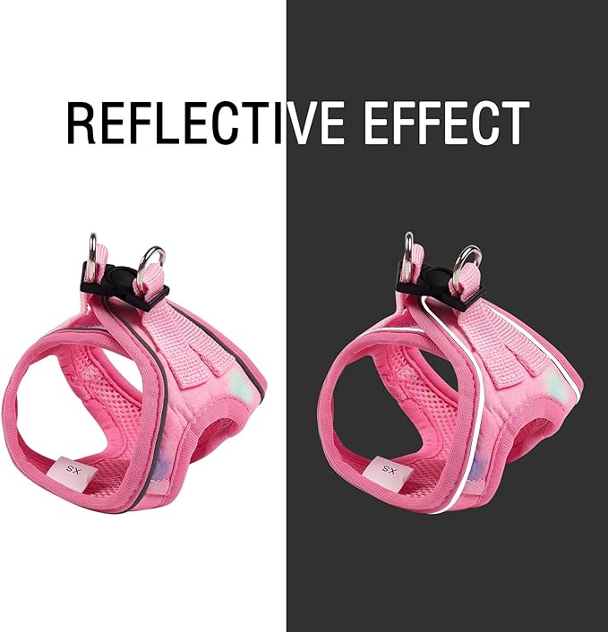 YIMEIS Dog Harness and Leash Set, No Pull Soft Mesh Pet Harness, Reflective Adjustable Puppy Vest for Small Medium Large Dogs, Cats (Tie-dye Pink, Medium (Pack of 1)