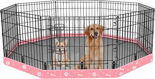 Dog Playpen Bottom Pad Fits for 24 Inch 8 Panels Regular Octagon Metal Exercise Pet Playpen, Dog Crate Pad Puppy Playpen Pad. (Note: Playpen Not Included!!!) -Pink
