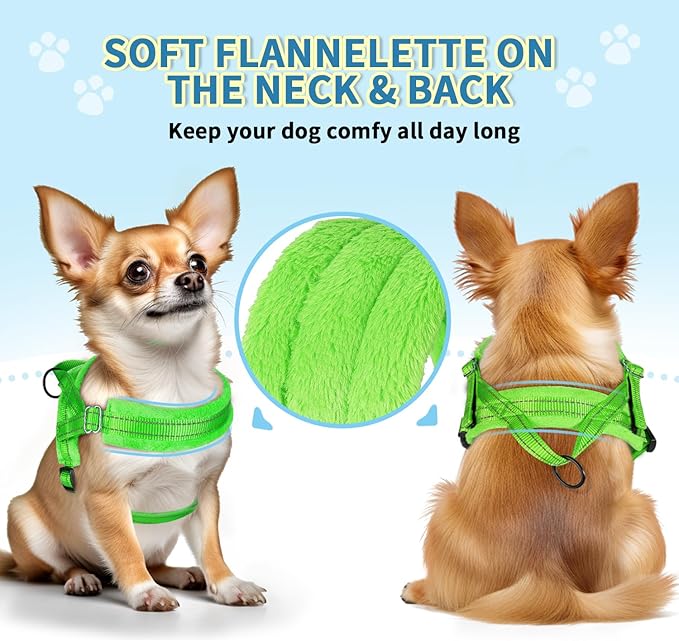 SlowTon No Pull Small Dog Harness and Leash Set, Puppy Soft Vest Harness Neck & Chest Adjustable, Reflective Lightweight Harness & Anti-Twist Pet Lead Combo for Small Medium Dogs(G,XXS)